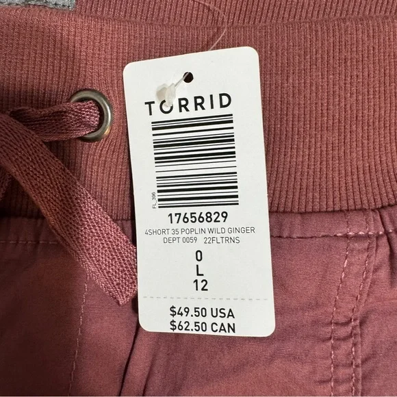 NWT Torrid Poplin Drawstring Shorts – Wild Ginger - Size 0 - Picture 5 of 5